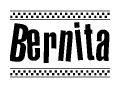 The image contains the text Bernita in a bold, stylized font, with a checkered flag pattern bordering the top and bottom of the text.