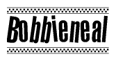 The image contains the text Bobbieneal in a bold, stylized font, with a checkered flag pattern bordering the top and bottom of the text.