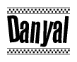 The clipart image displays the text Danyal in a bold, stylized font. It is enclosed in a rectangular border with a checkerboard pattern running below and above the text, similar to a finish line in racing. 
