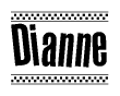 The clipart image displays the text Dianne in a bold, stylized font. It is enclosed in a rectangular border with a checkerboard pattern running below and above the text, similar to a finish line in racing. 