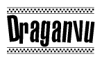 The clipart image displays the text Draganvu in a bold, stylized font. It is enclosed in a rectangular border with a checkerboard pattern running below and above the text, similar to a finish line in racing. 