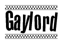 The image contains the text Gaylord in a bold, stylized font, with a checkered flag pattern bordering the top and bottom of the text.