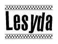 Lesyda Bold Text with Racing Checkerboard Pattern Border