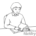 Royalty-Free Black and white outline of a girl reading a book 382578 ...