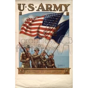 This clipart image features soldiers carrying flags, including the United States flag, with the text 'U.S. Army' at the top and 'Guardian of the Colors' at the bottom.