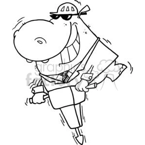 Hippo in Business Suit using a Jackhammer