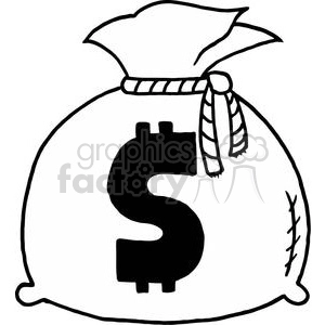 A clipart image of a money bag with a dollar sign on it.