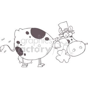 Black and White Cow with Shamrocks in Mouth and Hat