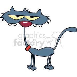 Funny Cartoon Cat with Red Collar