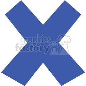 A blue cross or 'X' symbol clipart image. The symbol is in a solid blue color and situated against a white background.