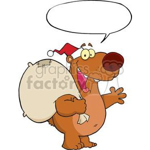 3419-Happy-Santa-Bear-Waving-A-Greeting-With-Speech-Bubble