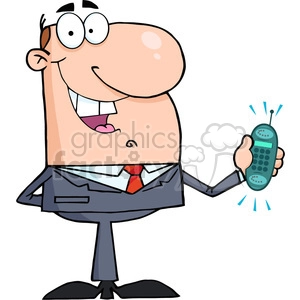 cartoon-business-man-holding-cellphone