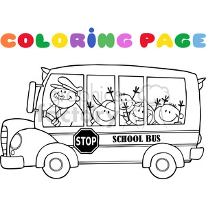5054-Clipart-Illustration-of-Colornig-Page-School-BusWith-Happy-Children