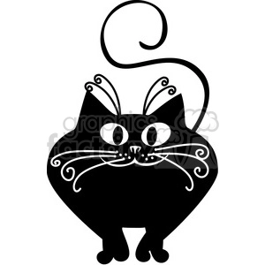 vector clip art illustration of black cat 028