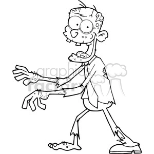 5075-Cartoon-Zombie-Walking-With-Hands-In-Front-Royalty-Free-RF-Clipart-Image