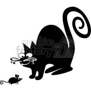 Black Cat and Mouse - Cartoon Feline and Rodent