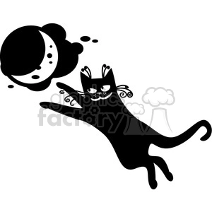 vector clip art illustration of black cat 026