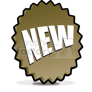 A clipart image of a badge with the word 'NEW' in bold white letters on a gold starburst background.