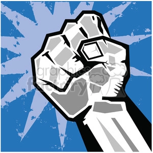 fist rebellion uprising insurrection illustration art blue