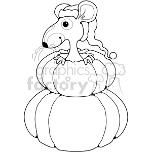 A cartoon-style clipart image featuring a mouse popping out of a pumpkin, wearing a Santa hat.
