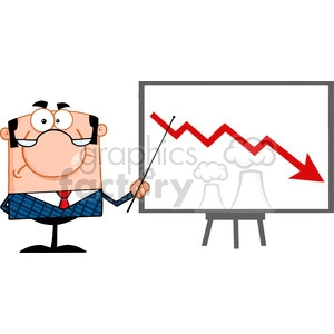 Royalty Free Angry Business Manager With Pointer Presenting A Falling Arrow