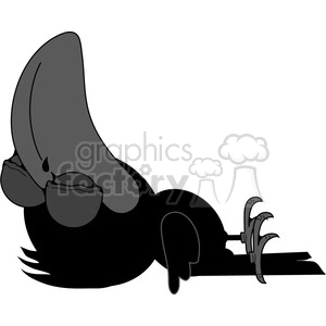 Clipart image of a cartoon bird lying on its back with closed eyes, indicating it's unconscious or dead.