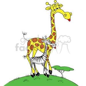 cartoon giraffe with a zebra