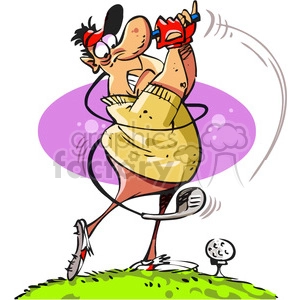 cartoon golfer swinging his club