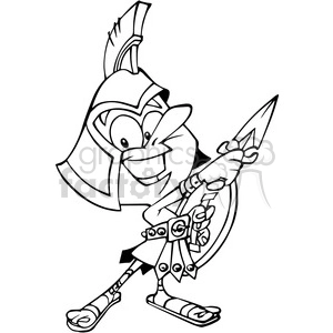 gladiator cartoon in black and white