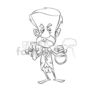 Luis Pasteur bw cartoon caricature