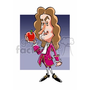 Isaac Newton bw cartoon caricature