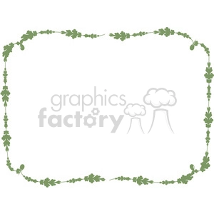 Clipart image of a decorative green border with oak leaves and acorns.