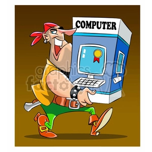 pirate carrying a computer