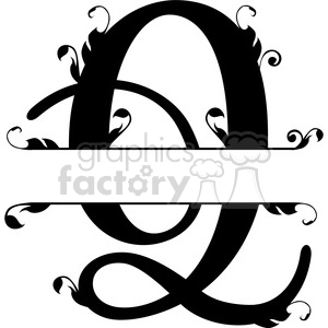 The clipart image shows a split regal monogram design of the letter 
