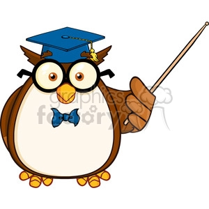 Cartoon Graduate Owl - Funny Educated Animal