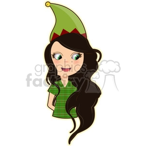 Elf girl cartoon character vector clip art image