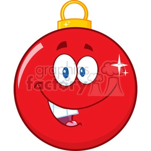Royalty Free RF Clipart Illustration Happy Red Christmas Ball Cartoon Mascot Character