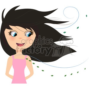 Girl in wind cartoon character vector image