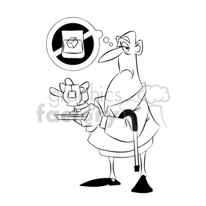 max the cartoon senior character wanting whiskey instead of tea black white