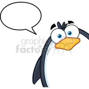 Funny Cartoon Penguin with Speech Bubble