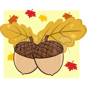 Royalty Free RF Clipart Illustration Two Acorn With Oak Leaves Cartoon Illustrations With Background