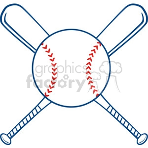 Two Crossed Baseball Bats And Ball
