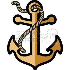 golden anchor with rope design tattoo illustration