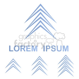 Clipart image featuring a series of blue, upward-pointing chevron shapes with text reading 'LOREM IPSUM' underneath, and additional smaller chevrons arranged around the text.