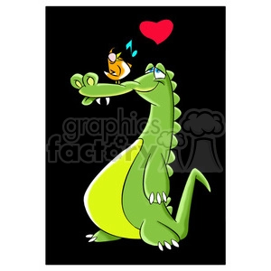 kranky the cartoon crocodile loving a bird