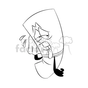 cartoon cigarette exhausted and sweating black white