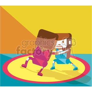 olympic wrestling sports characters illustration