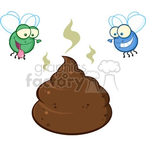 royalty free rf clipart illustration two flies hovering over pile of smelly poop cartoon characters vector illustration isolated on white backgrond