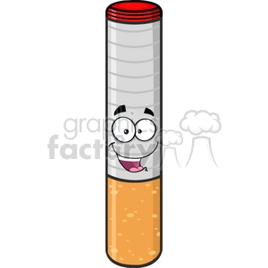 A cartoon illustration of a cigarette with a smiling face.