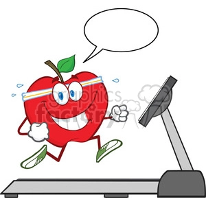 Smiling Apple Character Running on a Treadmill
